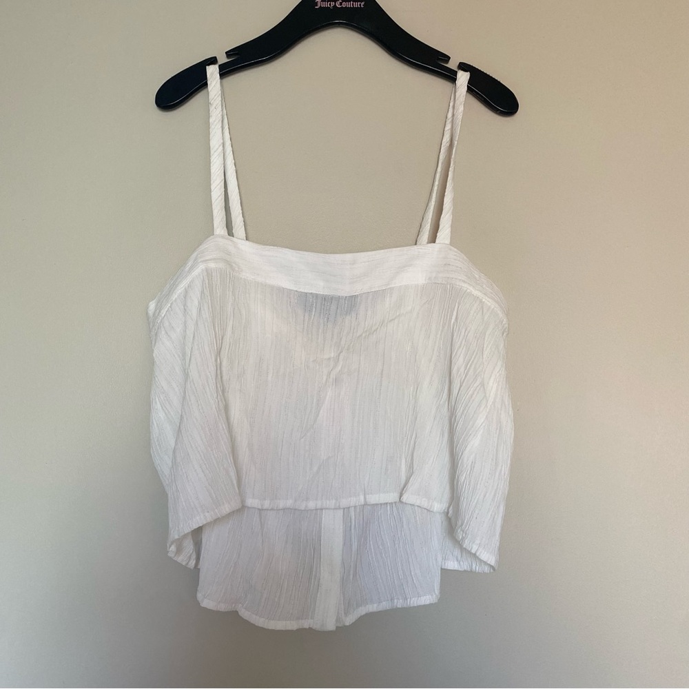 NWT Anthropologie | Sunday in Brooklyn | White Bow-Tie Cropped Tank Top, XL - Picture 4 of 10
